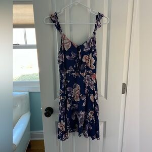 Floral blue swing dress